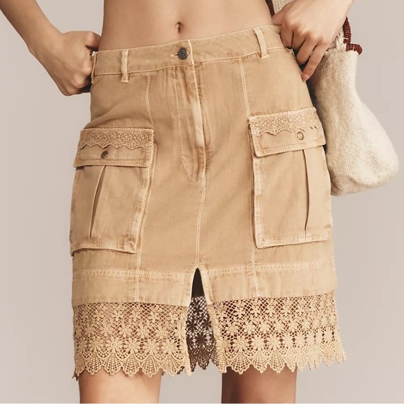 Anthropologie Dresses & Skirts - NWT! By Anthropologie Crochet Mix Utility Mini Skirt Size 2 🎡